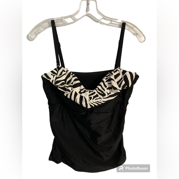Croft & Barrow zebra ruffle tankini top size 14 - Picture 2 of 6